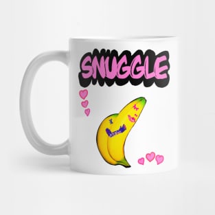 Valentine lovers couple comfy snuggle in pink text bananas in love Happy Valentine’s Day Mug